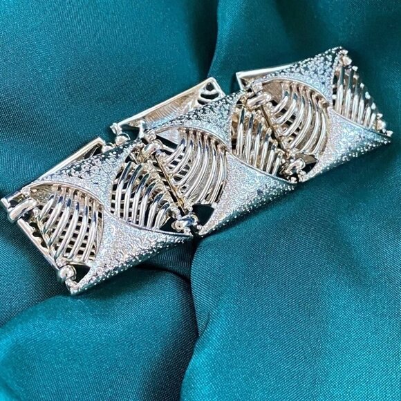 Coro Jewelry - Coro Pegasus Art Deco Brushed Gold Tone Bracelet